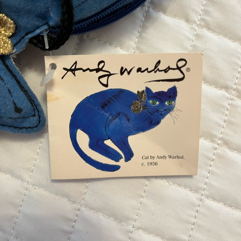 RARE Vintage Andy Warhol Blue Cat Pop Art Purse New With Tags - Picture 4 of 8